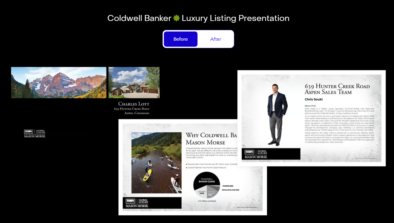 Screenshot of Coldwell Banker's before luxury listing presentation.