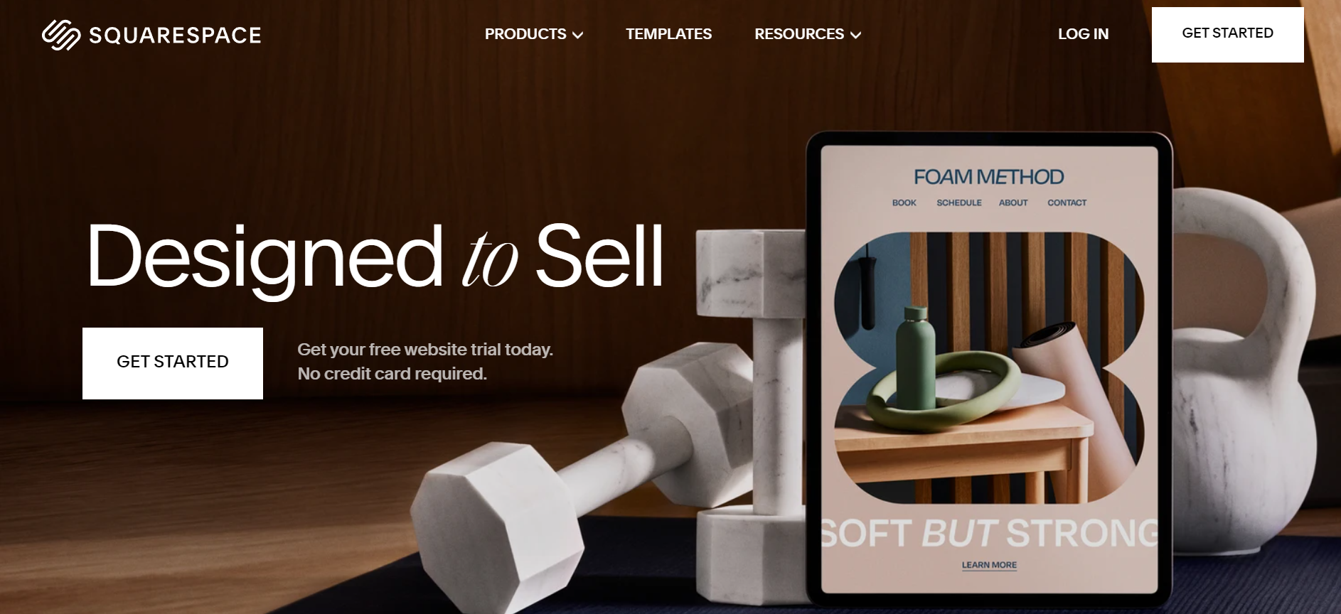 Screenshot of Squarespace's homepage