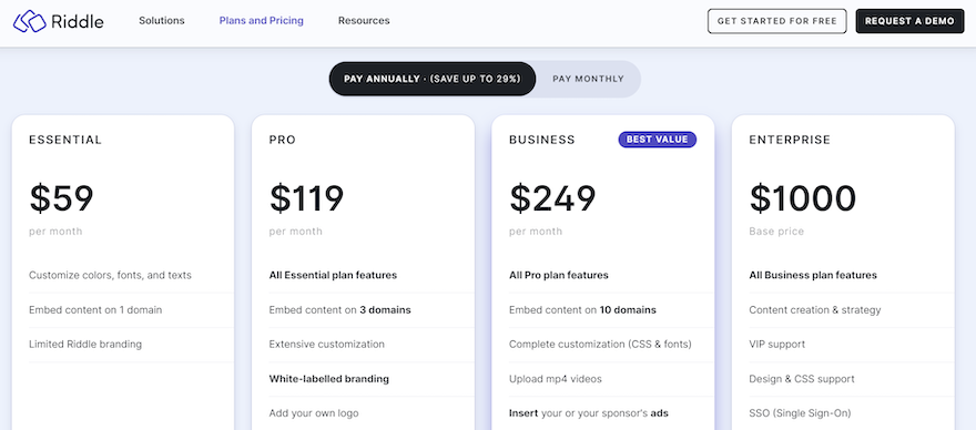 Riddle pricing