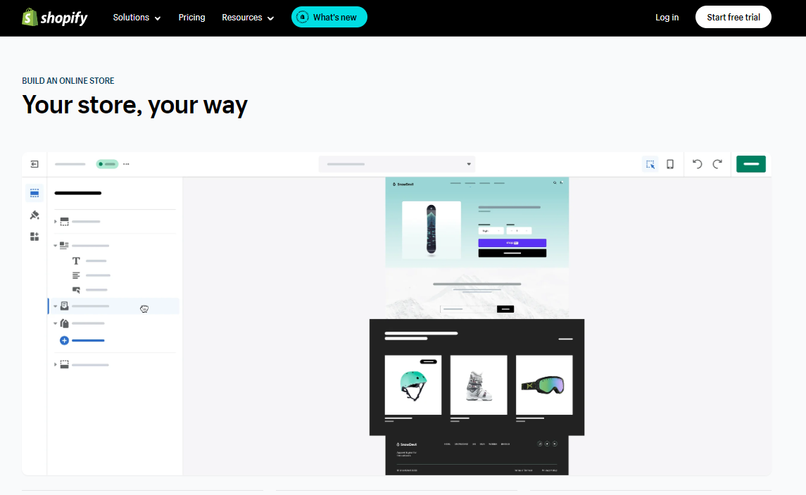 Screenshot of Shopify homepage