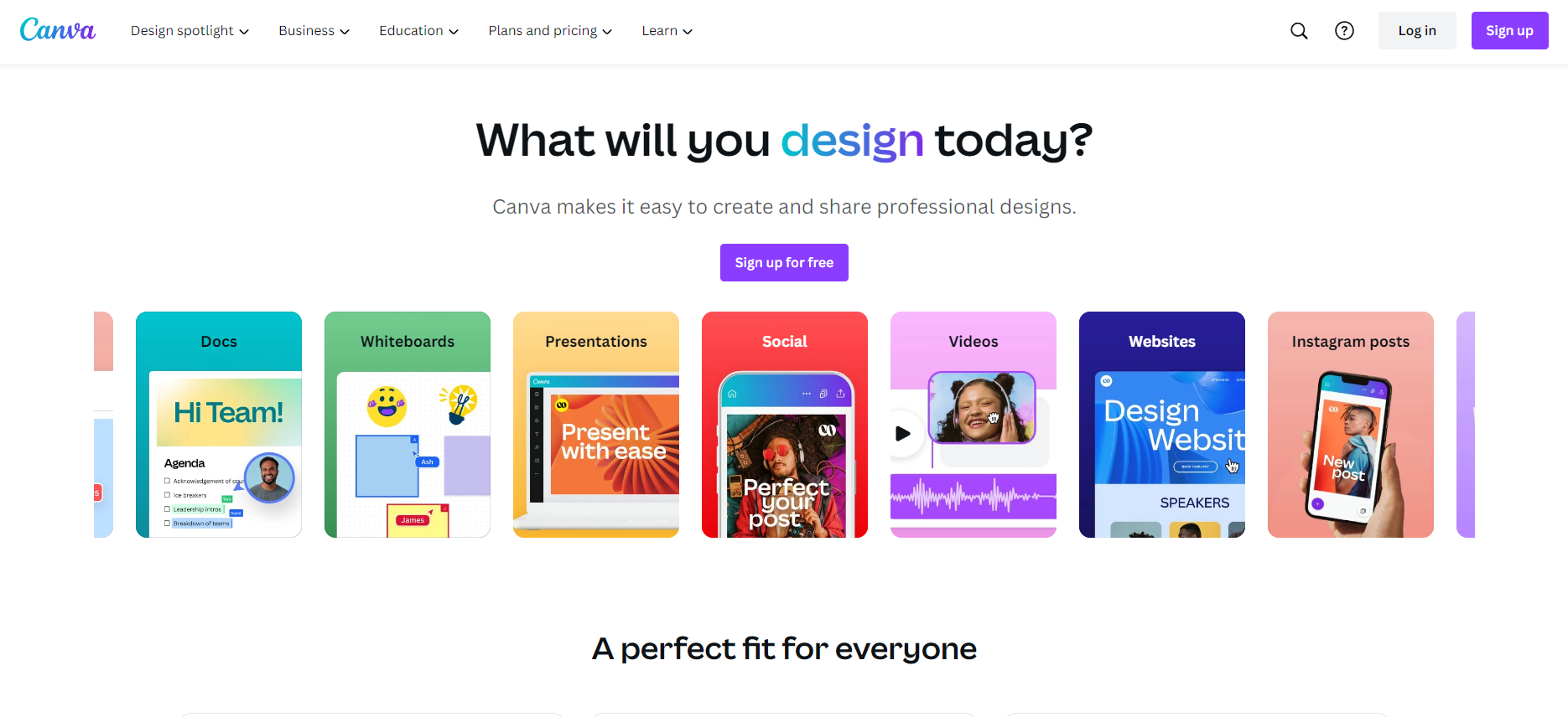 Canva homepage