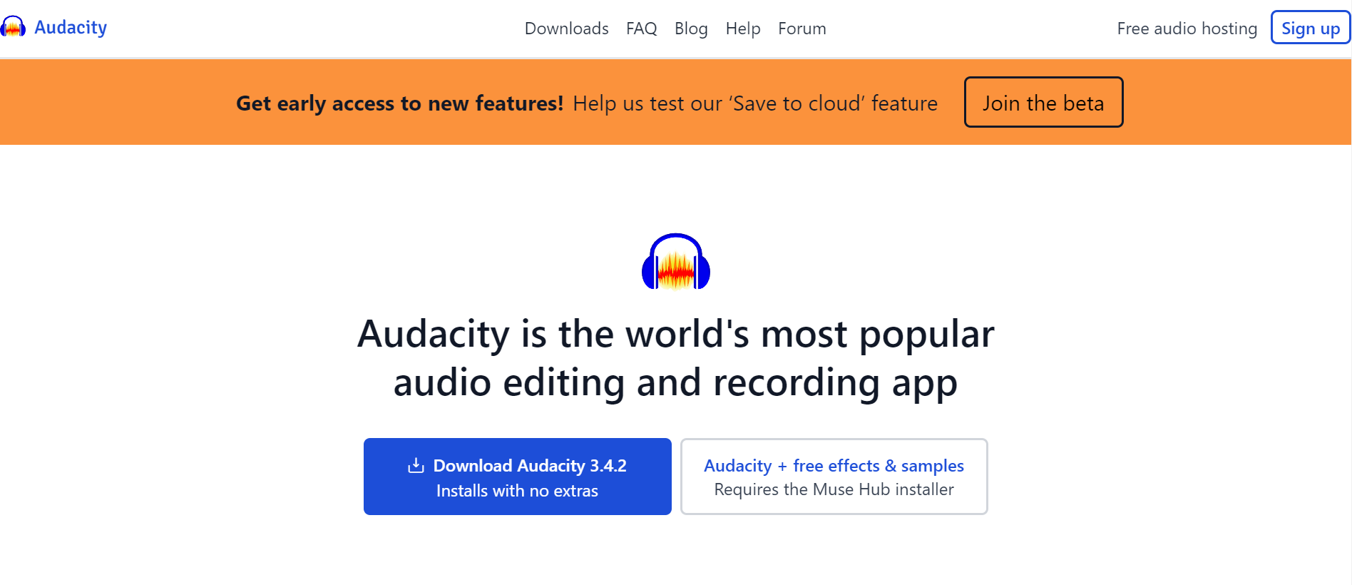 Audacity homepage