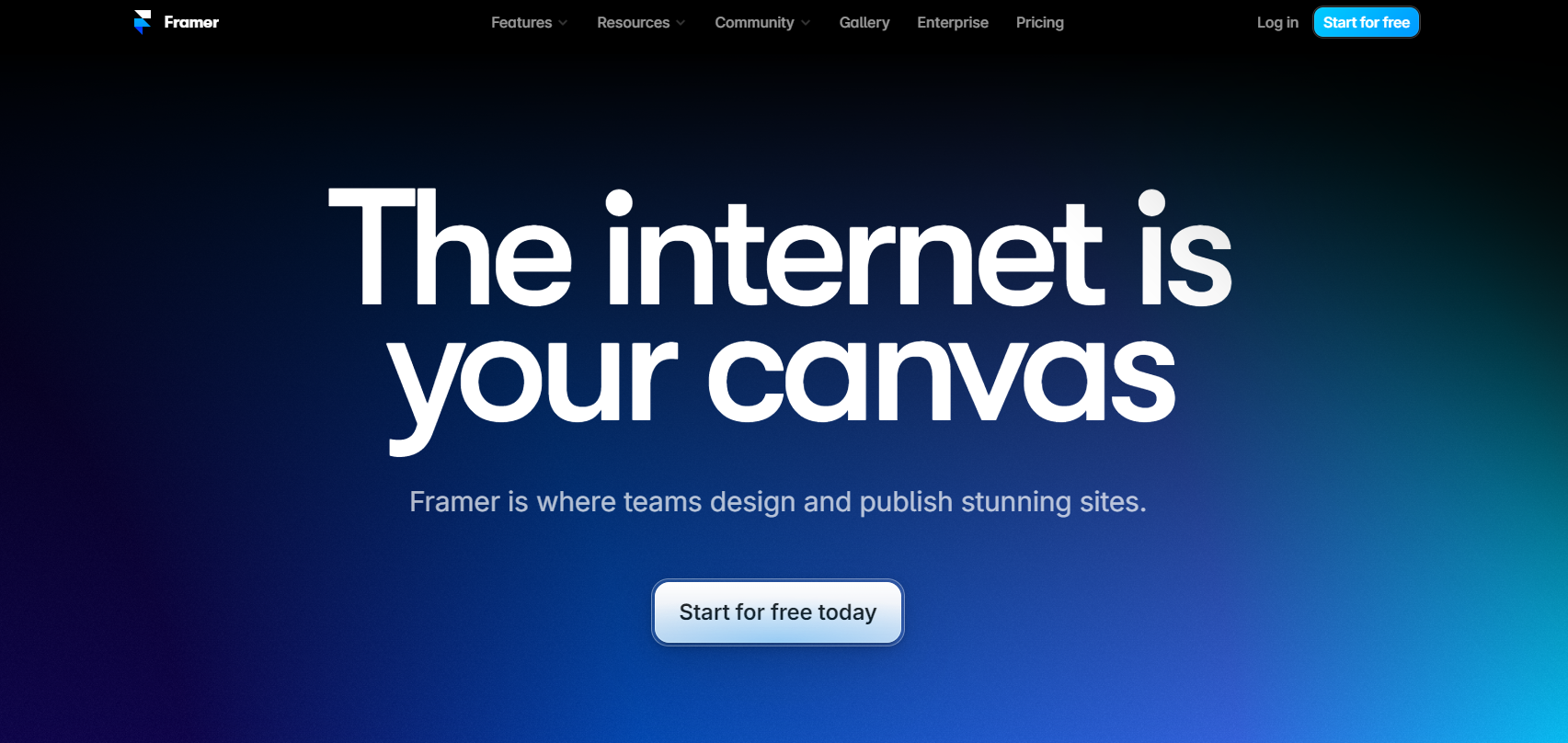 Screenshot of Framer's homepage