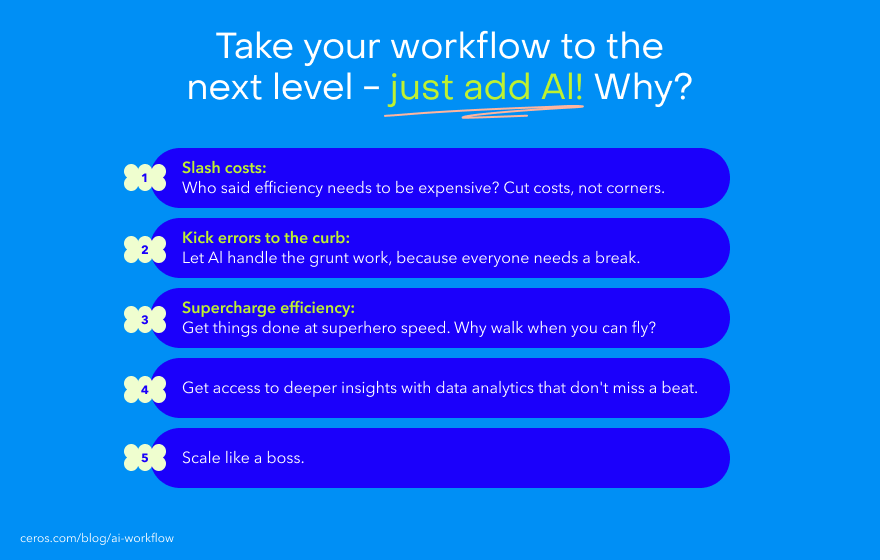 A graph showing different benefits of AI workflow automation.