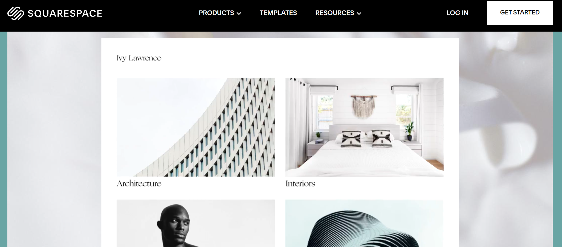 Screenshot of Squarespace homepage