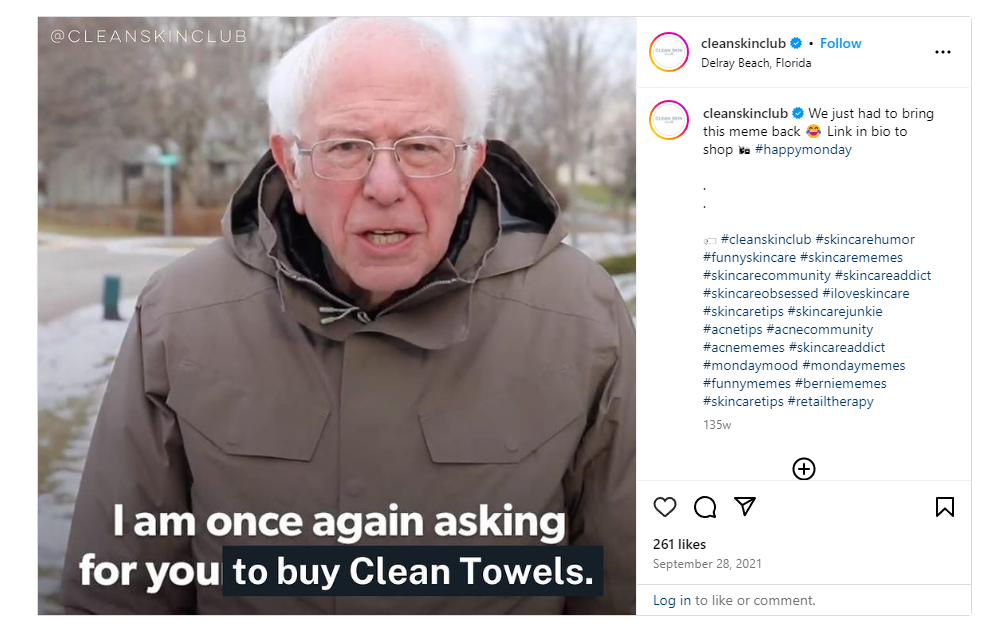 A meme of Bernie Sanders that reads, "I am once again asking you to buy clean towels."