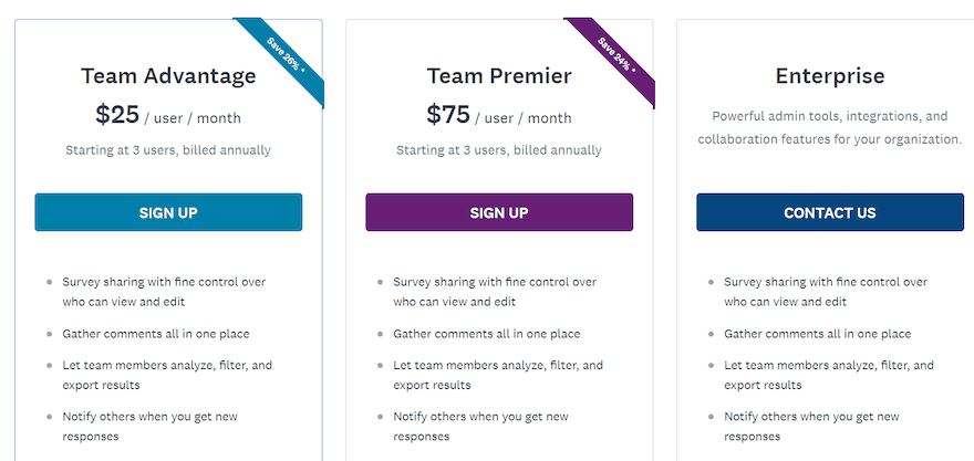 Survey Monkey pricing