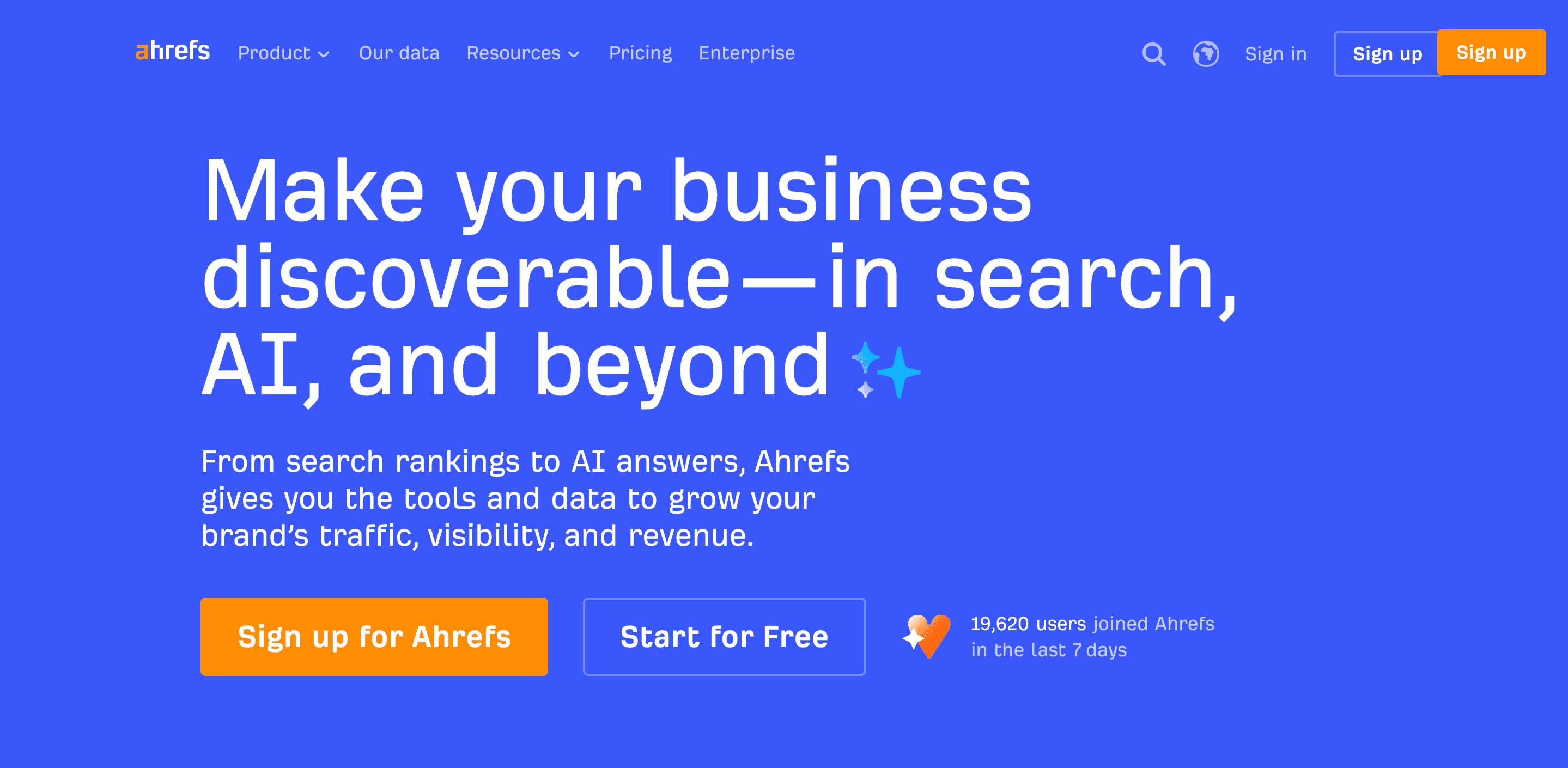 Ahrefs homepage hero
