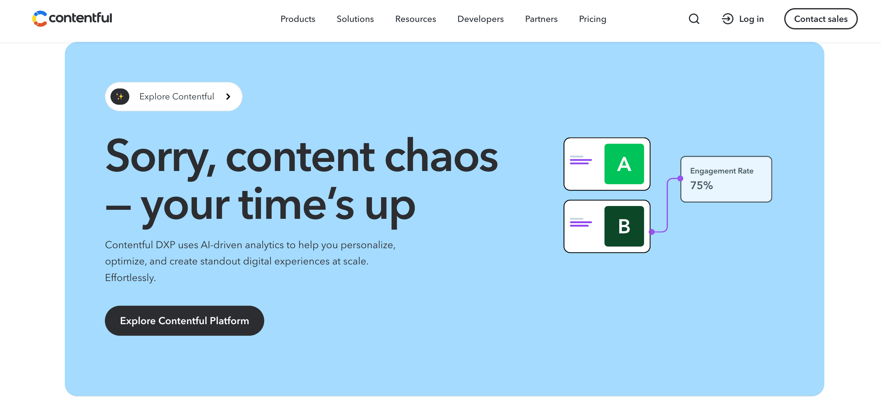 Contentful homepage hero
